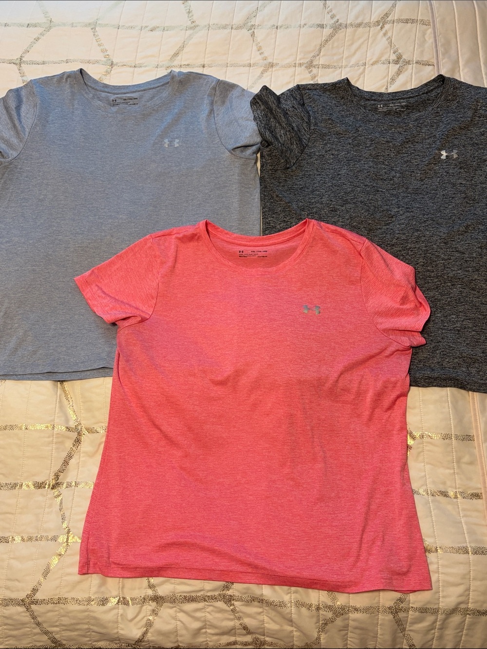 Under Armour Girls Pink, Blue & Charcoal Short Sleeve Performance Tees - 3 Pack